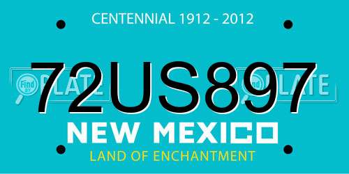 72US897 New Mexico License Plate