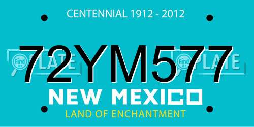 72YM577 New Mexico License Plate