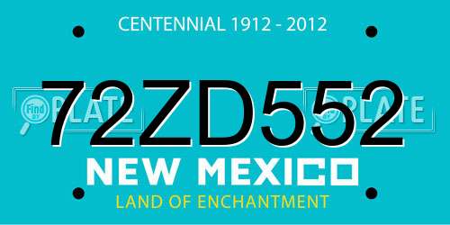 72ZD552 New Mexico License Plate