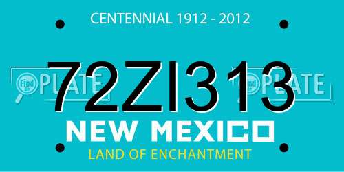 72ZI313 New Mexico License Plate