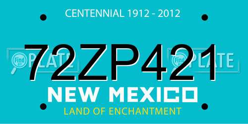 72ZP421 New Mexico License Plate
