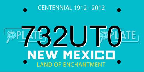 732UT0 New Mexico License Plate