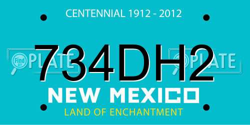 734DH2 New Mexico License Plate