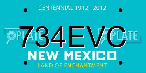 734EVC New Mexico License Plate