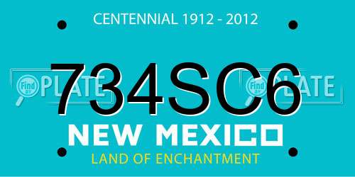 734SC6 New Mexico License Plate