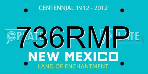 736RMP New Mexico License Plate