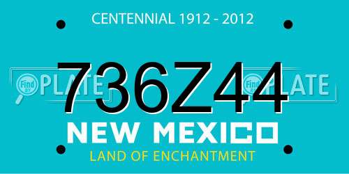 736Z44 New Mexico License Plate