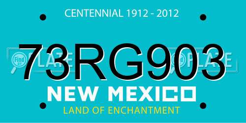 73RG903 New Mexico License Plate