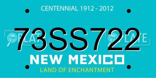 73SS722 New Mexico License Plate