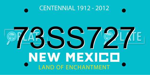 73SS727 New Mexico License Plate