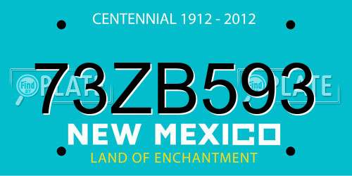 73ZB593 New Mexico License Plate