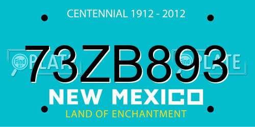 73ZB893 New Mexico License Plate