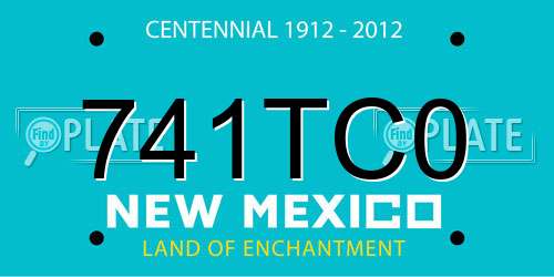 741TC0 New Mexico License Plate