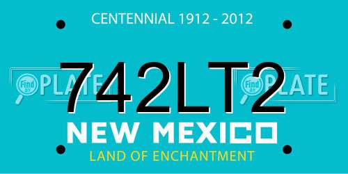 742LT2 New Mexico License Plate
