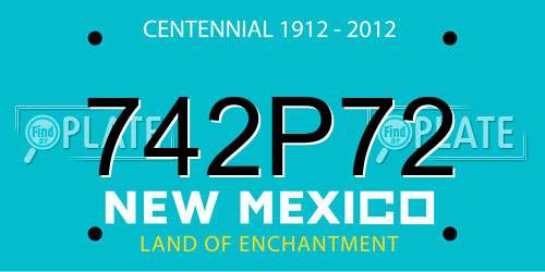 742P72 New Mexico License Plate