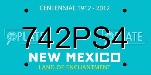 742PS4 New Mexico License Plate