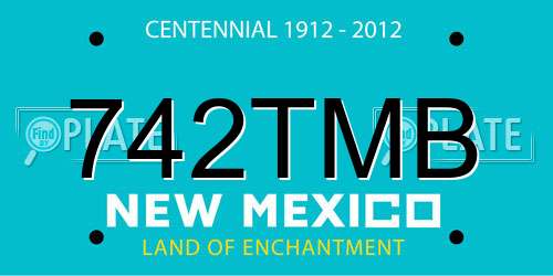 742TMB New Mexico License Plate