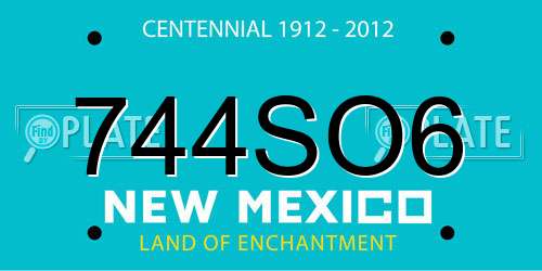 744SO6 New Mexico License Plate