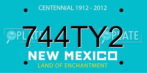 744TY2 New Mexico License Plate