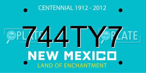 744TY7 New Mexico License Plate