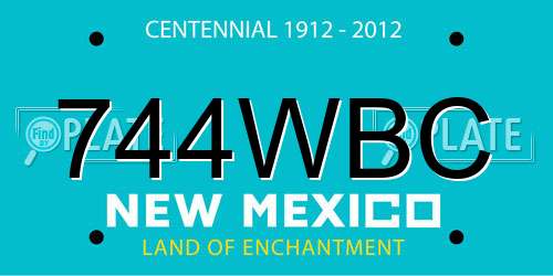 744WBC New Mexico License Plate