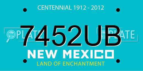 7452UB New Mexico License Plate