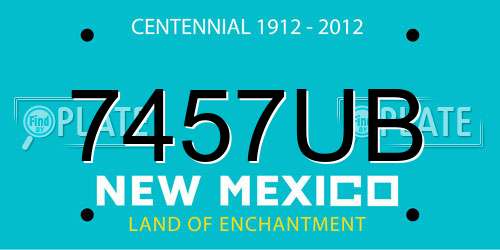 7457UB New Mexico License Plate