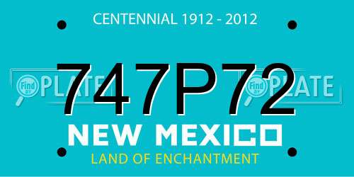 747P72 New Mexico License Plate