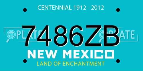 7486ZB New Mexico License Plate
