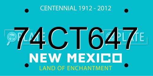74CT647 New Mexico License Plate