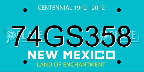 74GS358 New Mexico License Plate