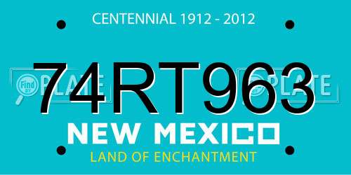 74RT963 New Mexico License Plate