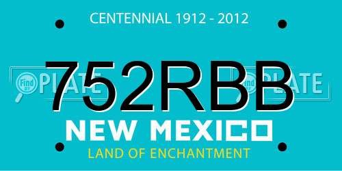 752RBB New Mexico License Plate