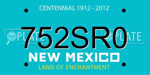 752SR0 New Mexico License Plate