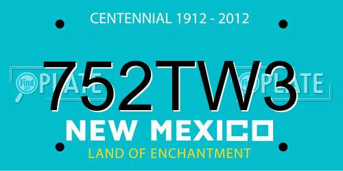 752TW3 New Mexico License Plate