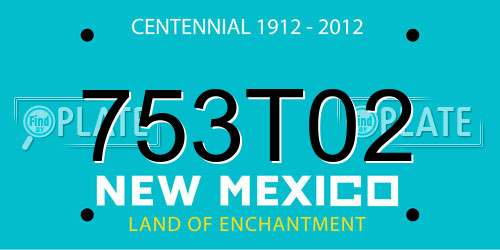 753T02 New Mexico License Plate