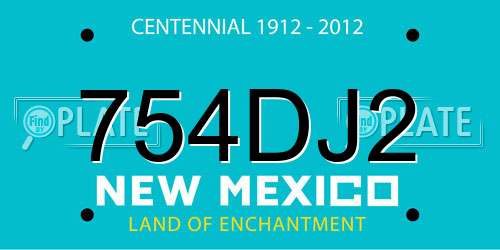 754DJ2 New Mexico License Plate
