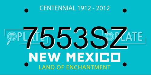 7553SZ New Mexico License Plate