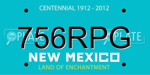 756RPG New Mexico License Plate