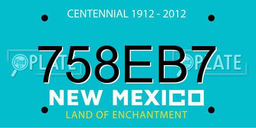 758EB7 New Mexico License Plate