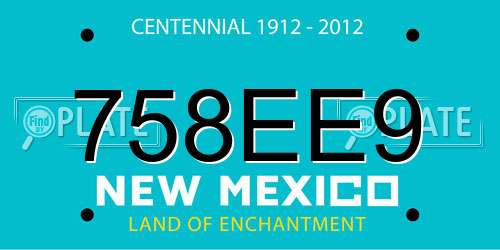 758EE9 New Mexico License Plate