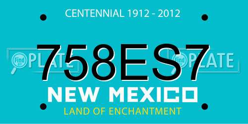 758ES7 New Mexico License Plate