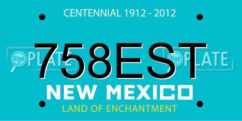 758EST New Mexico License Plate