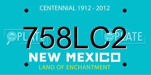 758LC2 New Mexico License Plate