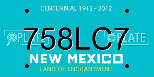 758LC7 New Mexico License Plate