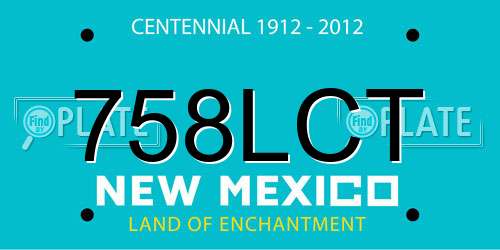 758LCT New Mexico License Plate