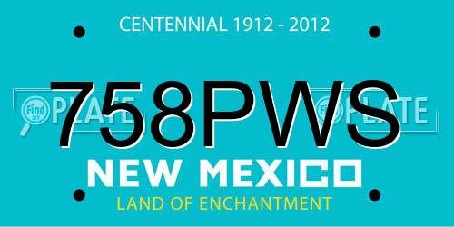 758PWS New Mexico License Plate