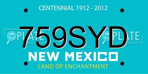 759SYD New Mexico License Plate