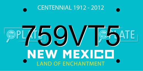 759VT5 New Mexico License Plate