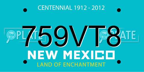 759VT8 New Mexico License Plate